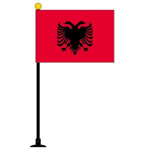 TOSPA アルバニア 国旗 ミニフラッグ 旗サイズ10.5×15.7cm テトロンスエード製 ポール27cm  吸盤 のセット 日本製 世界の国旗シリーズ｜tospashop