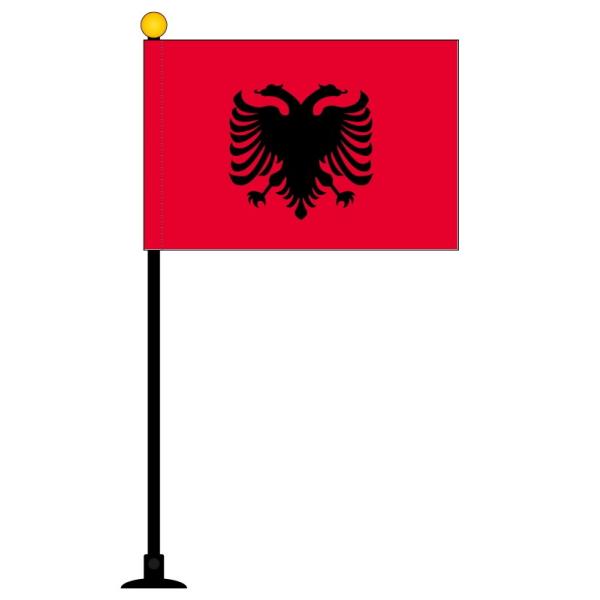 TOSPA アルバニア 国旗 ミニフラッグ 旗サイズ10.5×15.7cm テトロンスエード製 ポー...