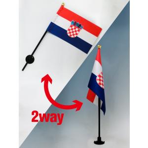 TOSPA クロアチア 国旗 ミニフラッグ 旗サイズ10.5×15.7cm テトロンスエード製 ポール27cm  吸盤 のセット 日本製 世界の国旗シリーズ｜tospashop