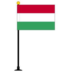 TOSPA ハンガリー 国旗 ミニフラッグ 旗サイズ10.5×15.7cm テトロンスエード製 ポール27cm  吸盤 のセット 日本製 世界の国旗シリーズ｜tospashop