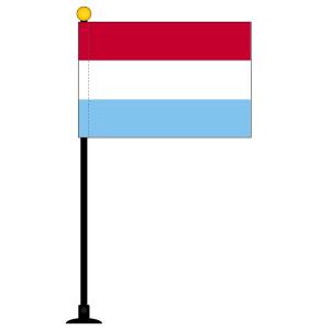 TOSPA ルクセンブルク 国旗 ミニフラッグ 旗サイズ10.5×15.7cm テトロンスエード製 ポール27cm  吸盤 のセット 日本製 世界の国旗シリーズ｜tospashop
