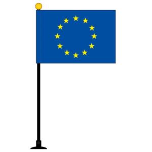TOSPA EU イーユー 欧州連合 旗 ミニフラッグ 旗サイズ10.5×15.7cm テトロンスエード製 ポール27cm  吸盤 のセット 日本製 世界の国旗シリーズ｜tospashop