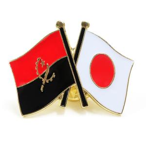 ピンバッジ2ヶ国友好 日本国旗・アンゴラ国旗 約20×20mm｜tospashop