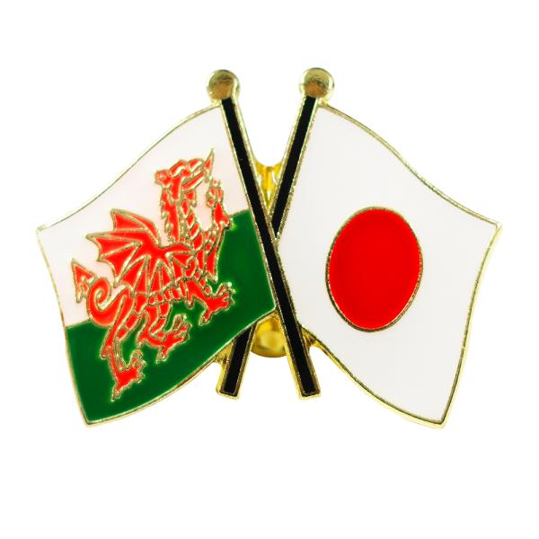 TOSPA ピンバッジ2ヶ国友好 日本国旗 ウェールズ国旗 約20×20mm
