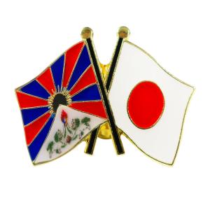 TOSPA ピンバッジ2ヶ国友好 日本国旗 トルクメニスタン国旗 約20×20mm