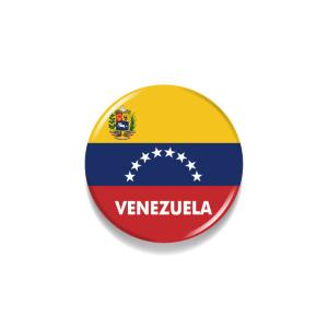 TOSPA 缶バッジ ベネズエラ 国旗柄 紋章入り 直径約3cm 世界の国旗缶バッジ シリーズ