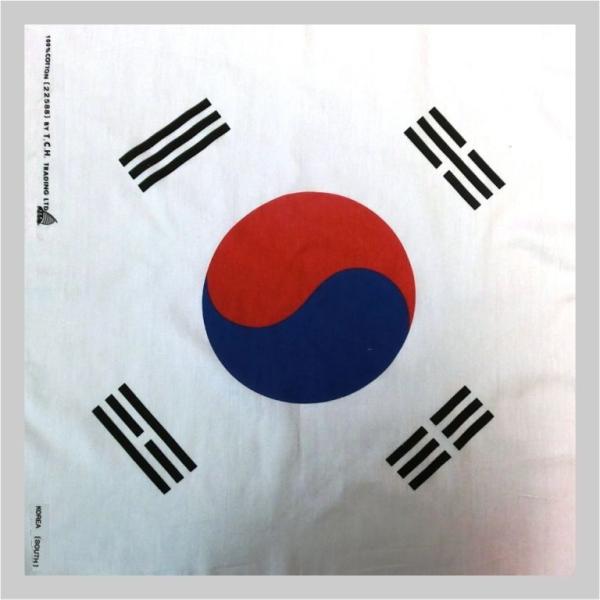 【在庫限定】バンダナ・お弁当チーフ・韓国　国旗柄・大韓民国（51×51cm・綿100％）