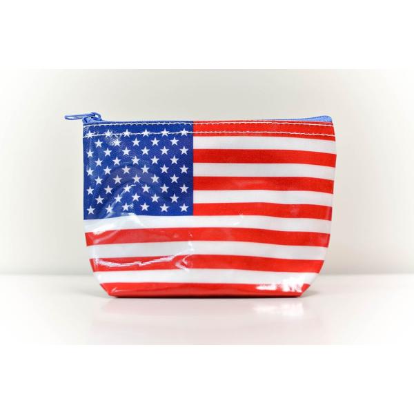 TOSPA 国旗ポーチ アメリカ合衆国 USA星条旗柄（国旗柄小物入れ ジッパー付き）