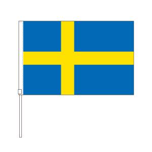 TOSPA スウェーデン 国旗 応援手旗SF 旗サイズ20×30cm ポリエステル製 ポール31cm のセット｜tospashop