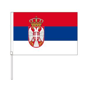 TOSPA セルビア 国旗 応援手旗SF 旗サイズ20×30cm ポリエステル製 ポール31cmのセット｜tospashop