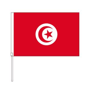 TOSPA チュニジア 国旗 応援手旗SF 旗サイズ20×30cm ポリエステル製 ポール31cmのセット｜tospashop