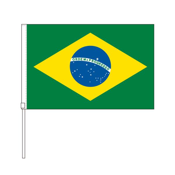 TOSPA ブラジル 国旗 応援手旗SF 旗サイズ20×30cm ポリエステル製 ポール31cm の...