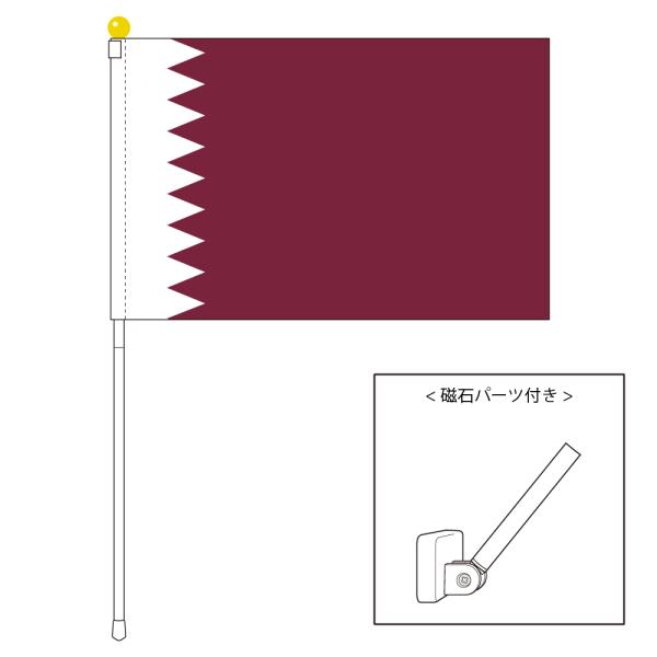 TOSPA カタール 国旗 ポータブルフラッグ マグネット設置部品付きセット 旗サイズ25×37.5...