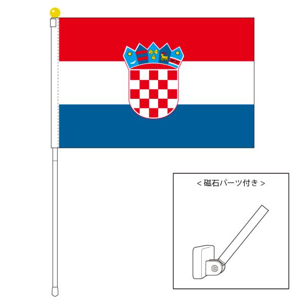 TOSPA クロアチア 国旗 ポータブルフラッグ マグネット設置部品付きセット 旗サイズ25×37....