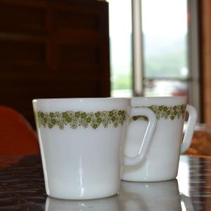 パイレックス ポンデローザ マグカップとお皿 それぞれ2個セット PYREX（パイレックス） オールドパイレックス（コーニング） バー