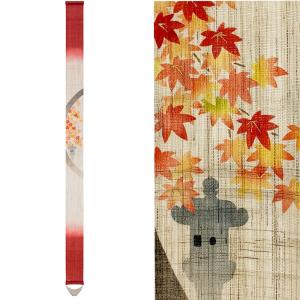 細タペストリー　丸窓に紅葉　京都　洛柿庵　らくしあん　麻100%　和モダン　インテリア　