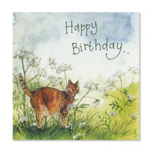 英国製 グリーティングカード 封筒つき Happy Birthday ハッピーバースデー 猫とカウパセリ Alex Clark｜touche