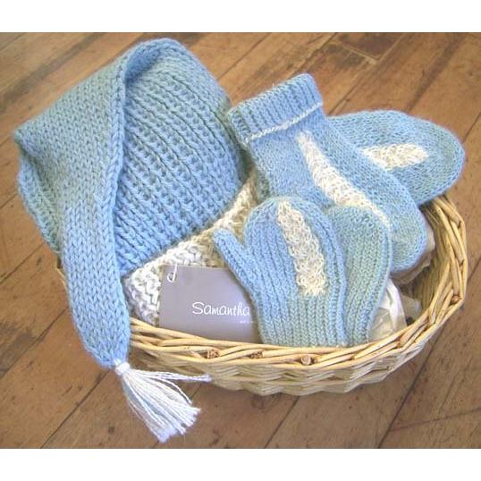 ベビーアルパカ 100％ ニットセット 帽子 手袋 靴下 ブルー ペルー製