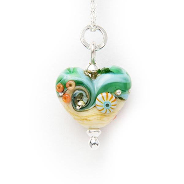 ハンドメイド ベネチアングラス ネックレス サンド ハート小 BH Beach ART GLASS