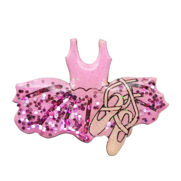 ハンドメイド 木製 ピンバッジ バレエ チュチュ&amp;トゥシューズ 英国製 ベクベクメイクス