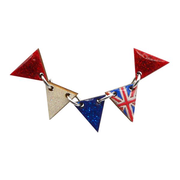 ハンドメイド 木製 ピンバッジ バンティング 三角旗 ガーランド ベクベクメイクス