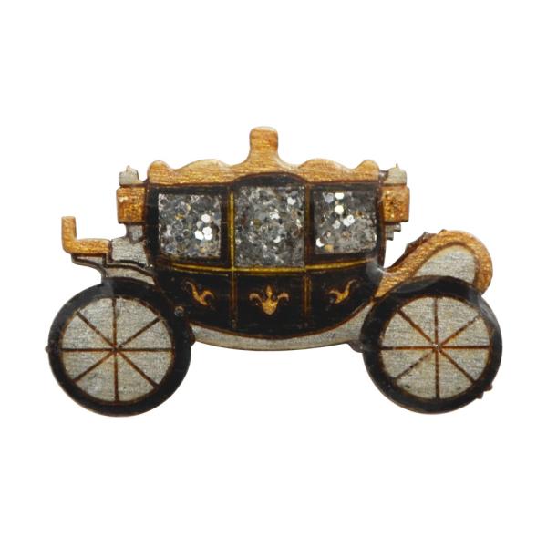 ハンドメイド 木製 ピンバッジ 馬車 ロイヤルコーチ ベクベクメイクス