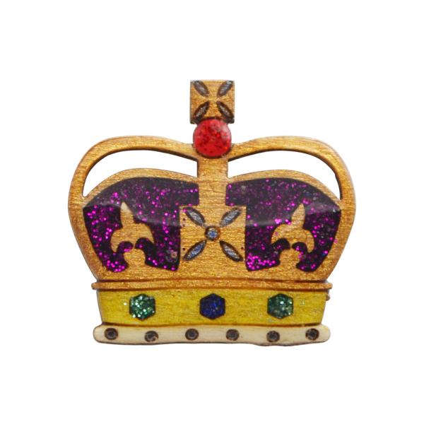 ハンドメイド 木製 ピンバッジ 王冠 クラウン ベクベクメイクス