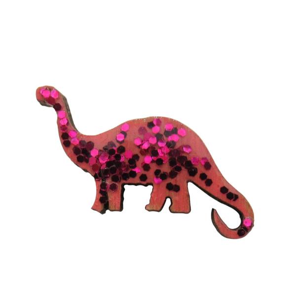 ハンドメイド 木製 ピンバッジ 恐竜 ディプロドクス ミニ 英国製 ベクベクメイクス