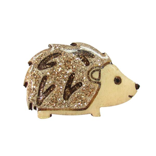 ハンドメイド 木製 ピンバッジ はりねずみ 英国製 ベクベクメイクス