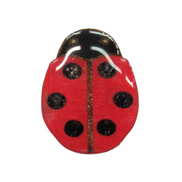 ハンドメイド 木製 ピンバッジ テントウムシ 大 英国製 ベクベクメイクス ※こちらの天道虫は大きい...