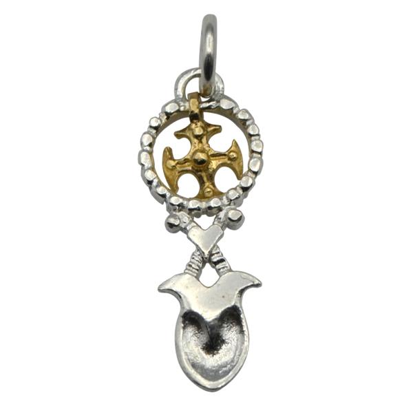 英国製 9金付き シルバーラッキーチャーム ラブスプーン クロス