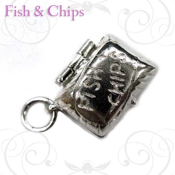 英国製 シルバーラッキーチャーム 3L型 フィッシュ＆チップス