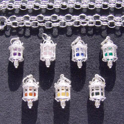 英国製 シルバーチャーム ランタン 天然石 オレンジカルサイト ローズクォーツ グリーンアゲート カ...