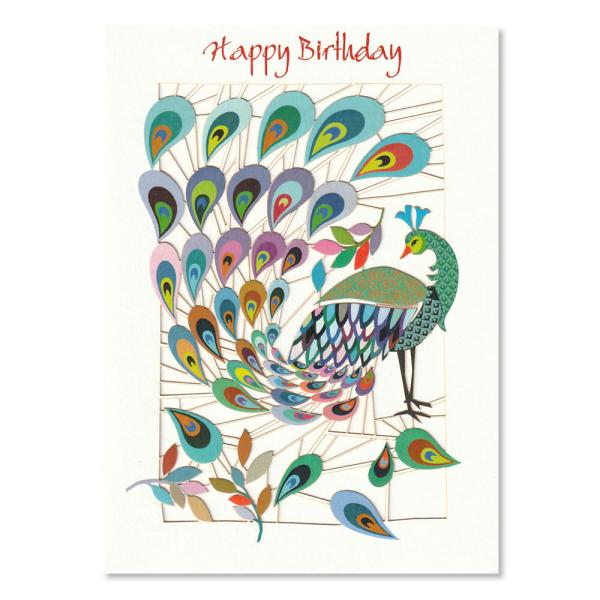 英国製 切り絵 バースデー グリーティングカード 封筒つき 孔雀 ピーコック Forever Car...