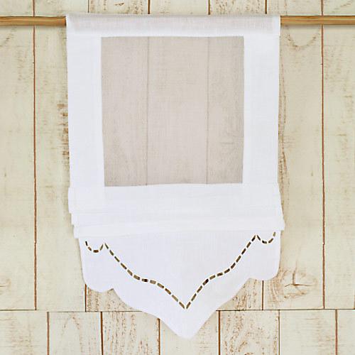 カフェカーテン フリル 透かし 幅35×丈55cm リネン コットン 100%