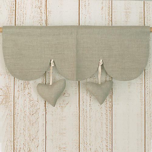 カフェカーテン トゥー・ハート 生成り色 幅45×丈17cm リネン 100%