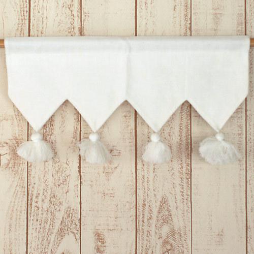 カフェカーテン フリンジ 幅45×丈24cm リネン 100%