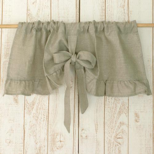 カフェカーテン リボン 生成り色 幅80×丈31cm リネン 100%