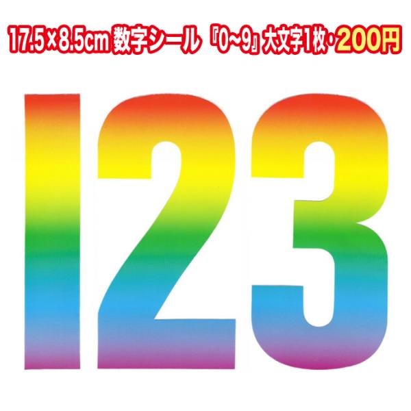 数字シール レインボー Lサイズ1枚入り 英国 Rowan Sticker メール便OK