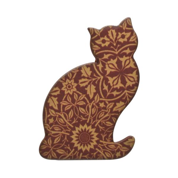英国製 陶器 ブローチ ウィリアムモリス 猫 RA717 Stockwell Ceramics