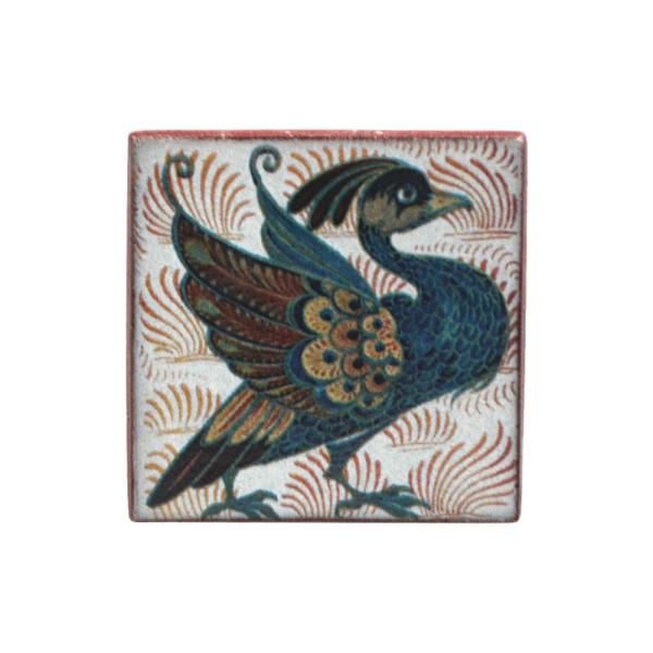 英国製 陶器 ブローチ ウィリアム・ド・モーガン 鳥 RH597 Stockwell Ceramic...