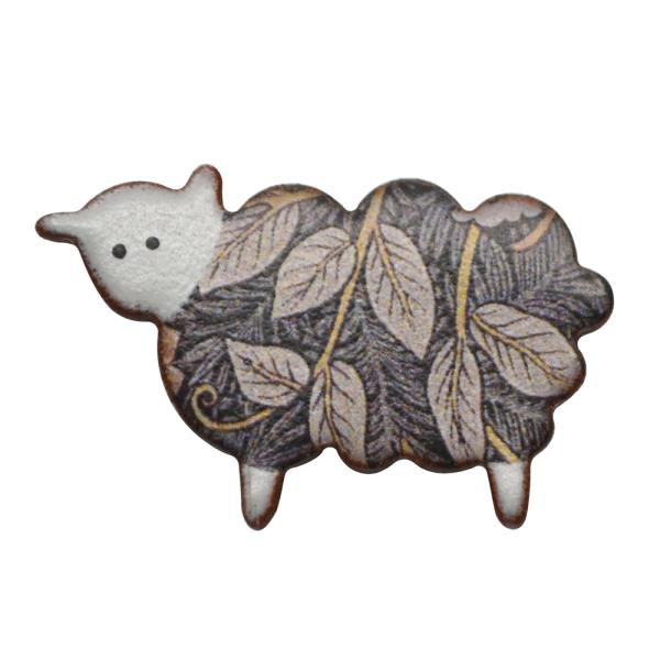 英国製 陶器 ブローチ ウィリアムモリス 羊 RZ3 Stockwell Ceramics