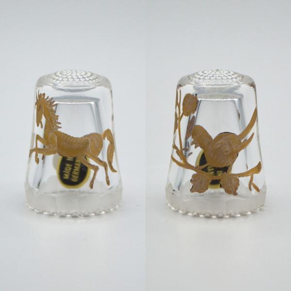 ウルマン クリスタルグラス 指ぬき エッチング ハンドペイント 金彩 馬 鳥 ULLMANN GLA...