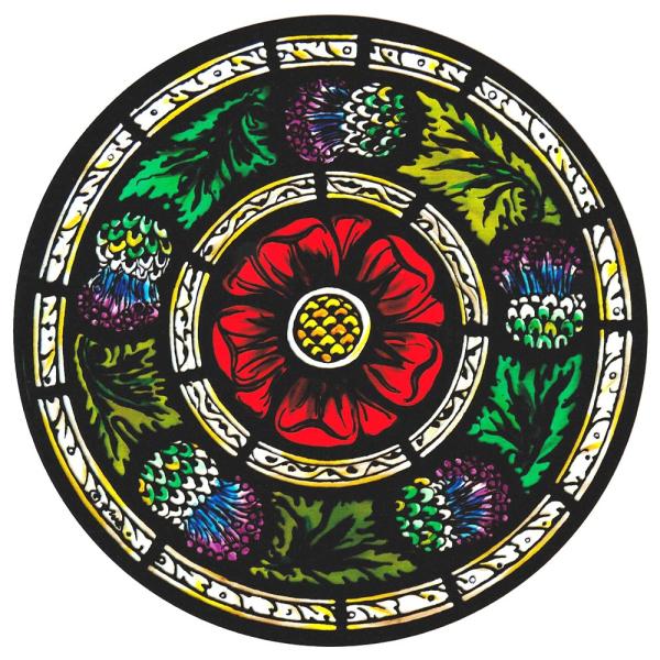 ステンドグラス シール ローズとシッスル 英国製