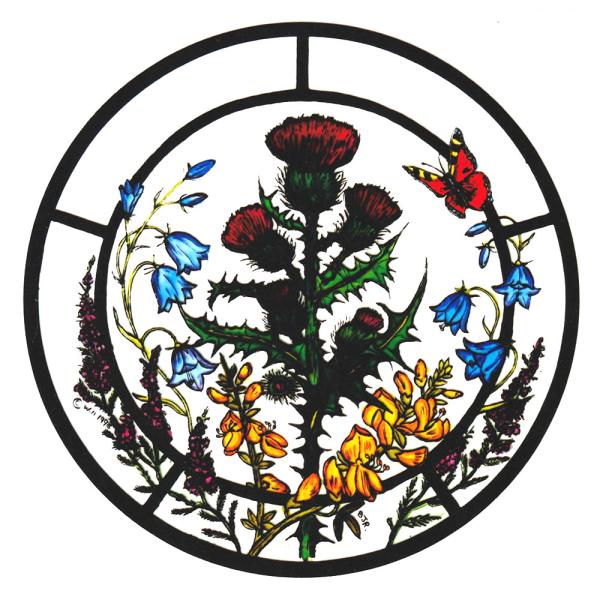 ステンドグラス シール 花 スコティッシュフラワー