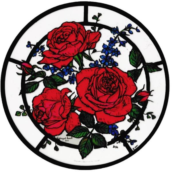 ステンドグラス シール ステッカー 薔薇 レッドローズ  花 窓 ガラス用