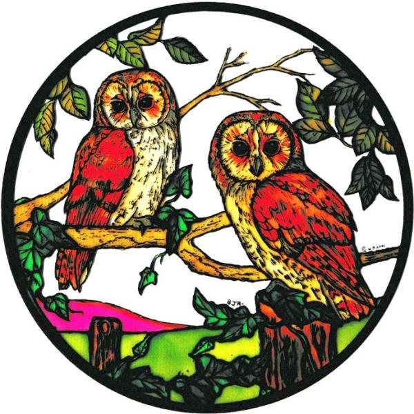 ステンドグラス シール メンフクロウ 梟 鳥 英国製