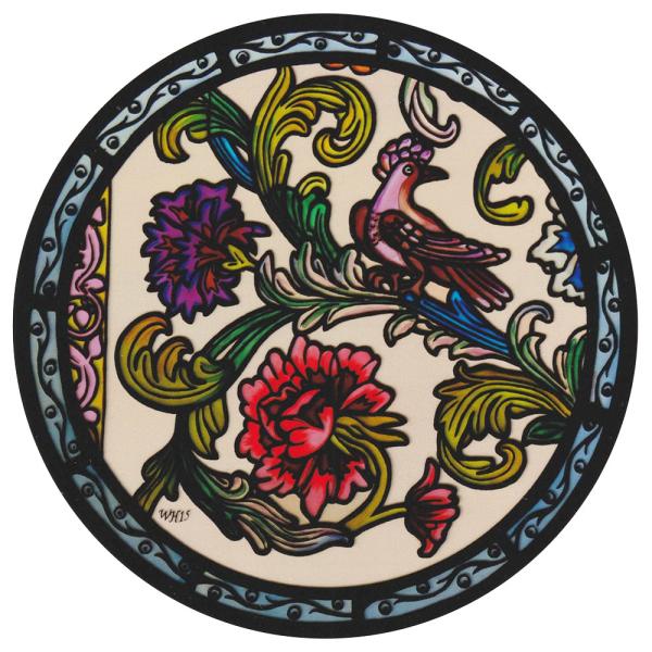 ステンドグラス シール セントポール大聖堂 鳥と花 教会