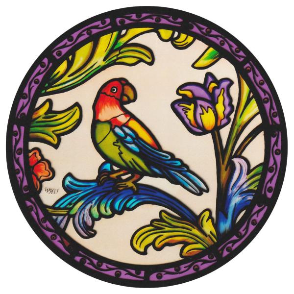 ステンドグラス シール セントポール大聖堂 鳥と花 オウム 教会