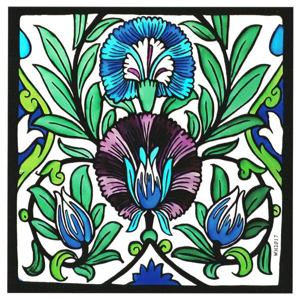 ステンドグラス シール ウィリアムドモーガン ロータス 睡蓮 英国製